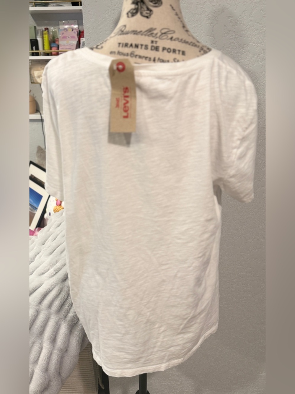 Levi’s White Slub Knit V-Neck Short Sleeve T-Shirt NWT XL - Picture 5 of 11